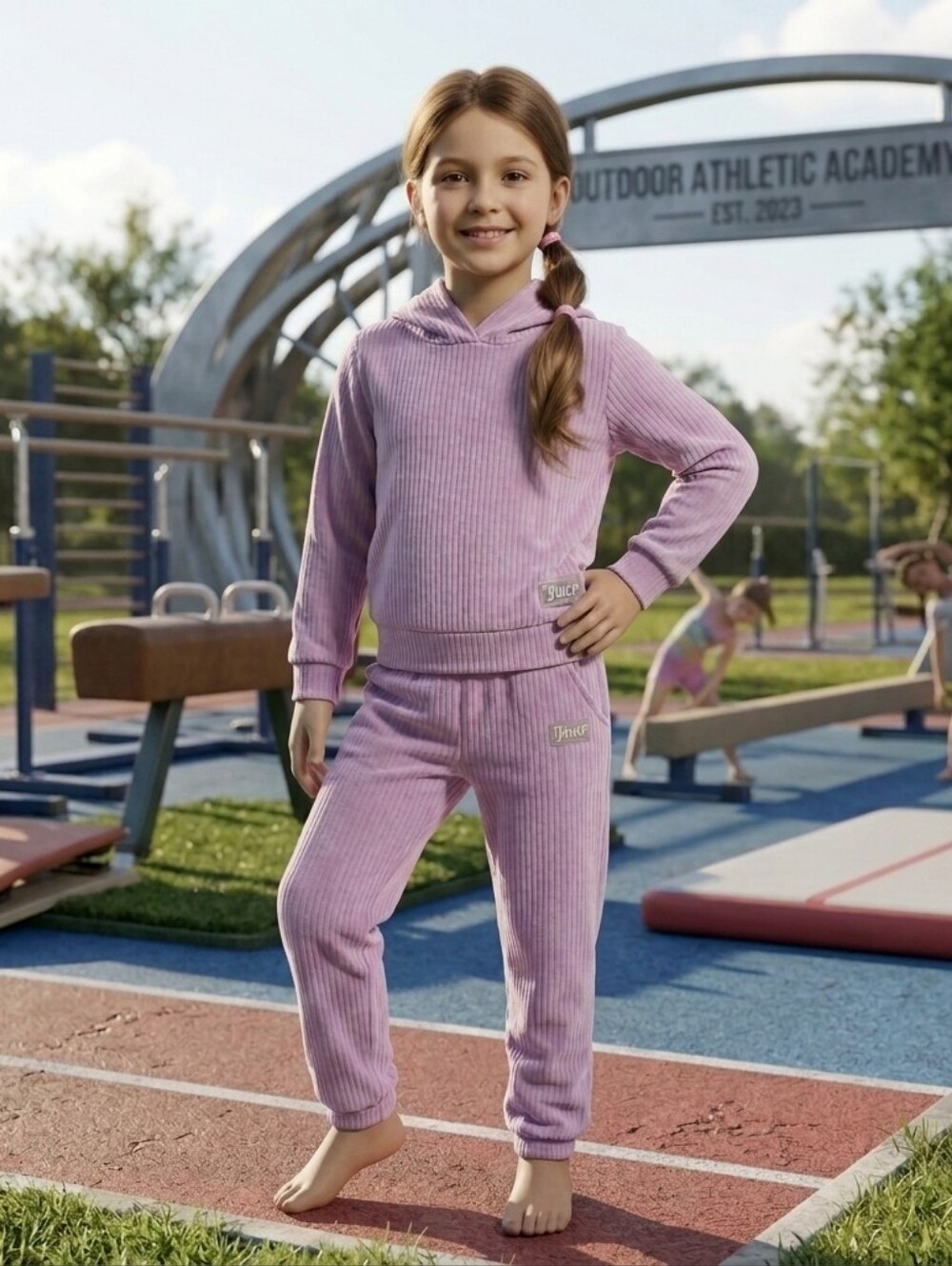 90 Juicy Couture Toddler Girl Ribbed Velour 2-Pc Tracksuit Set Lilac Purple 3T